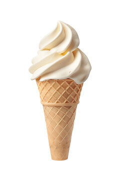 Vanilla ice cream cone isolated on transparent background, png