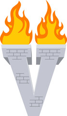 Torch Letter Alphabet Vector Element