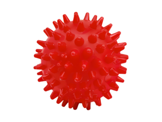 Red spiky massage ball, isolated on transparent or white background, png