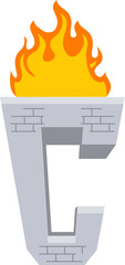 Torch Letter Alphabet Vector Element