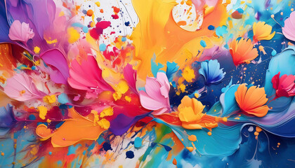 A colorful illustration with butterflies and flowers against a blue background evokes a feeling of summer or a vibrant underwater coral reef