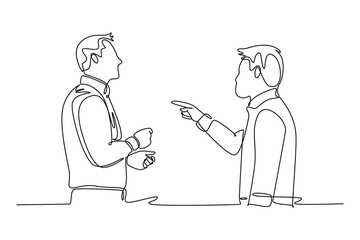 Work place concept. Single line draw design vector graphic illustration.