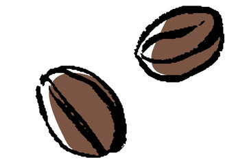 筆タッチのコーヒー豆のイラストセット