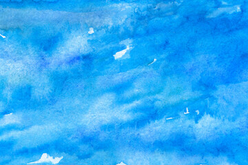 Obraz premium abstract blue watercolor wave hand drawn. tranquil paint stroke.