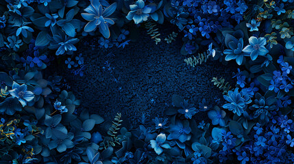 Beautiful blue flowers background. A floral pattern with many blooming Phalaenopsis hybrid orchid plants. A top view in the style of folded hybridis plants.


