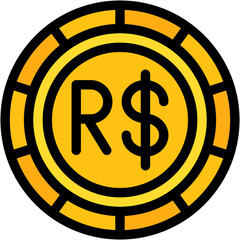 Vector Icon Brazilian Real, Brazil, Currency, Coin, Money