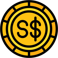 Vector Icon Dollar, Singapore, Currency, Coin, Money