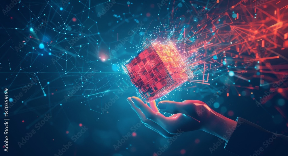 Poster the implementation of a global data network, the visualization of big data of futuristic and block c