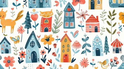 Colorful Daycare Doodles in Playful Cartoon Style