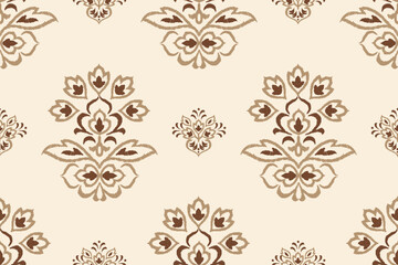 Traditional ethnic motifs ikat flora fabric pattern. Ikat embroidery Ethnic oriental background. Abstract, Texture, scarf, decoration, wallpaper.