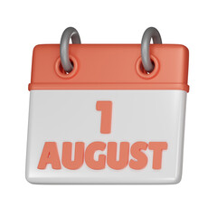 1 August Calendar 3d icon