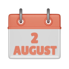 2 August Calendar 3d icon