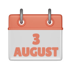 3 August Calendar 3d icon