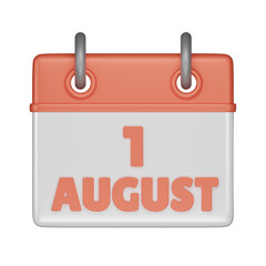 1 August Calendar 3d icon