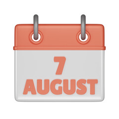 7 August Calendar 3d icon