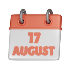 17 August Calendar 3d icon