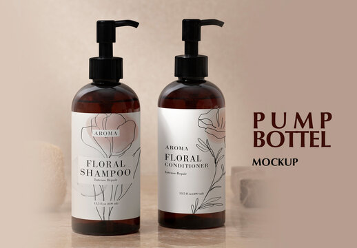 Pump Bottle Label Mockup