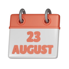 23 August Calendar 3d icon