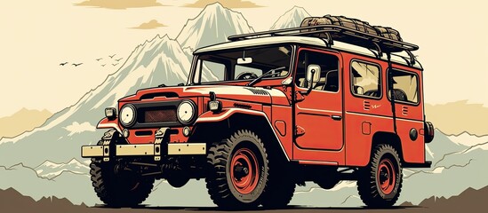 Vintage Japanese 4WD vehicle with a classic gear shifter, ideal for adding text or images. with copyspace image