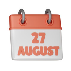 27 August Calendar 3d icon