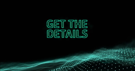 Image of get the details text and data processing over green mesh