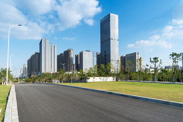 The century avenue of street scene in shanghai Lujiazui,China.