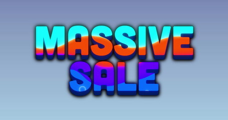 Image of multicolored circular pattern over massive sale text against gradient background
