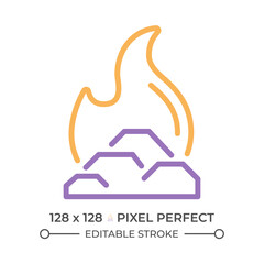 Fossil fuel two color line icon. Hydrocarbon material used to heat. Power engines fuel. Energy generation bicolor outline symbol. Duotone linear pictogram. Isolated illustration. Editable stroke