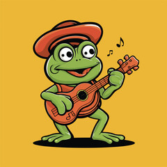 Obraz premium Frog music artist cartoon character