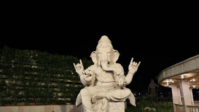 idol of hindu holy god lord ganesha at outdoor from different angle video is taken at mahakaleshwar mahakal temple corridor ujjain madhya pradesh india.