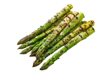 Grilled asparagus isolated on transparent background