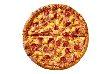 Hawaiian pizza isolated on transparent background