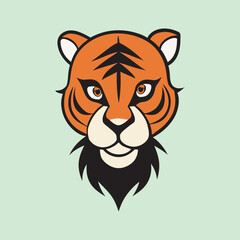 Funny Tiger Head Vector Illustration.