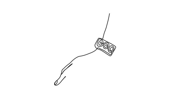 Self drawing animation one continuous line draw, logo, Abstract woman's hand with bracelet