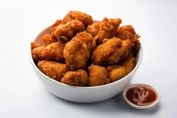 Spicy Indian chicken appetizer in a bowl  selective focus.