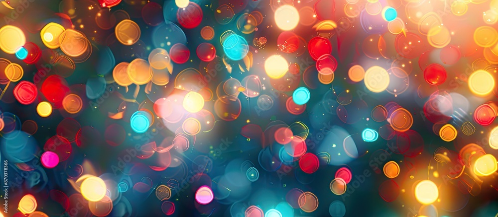 Poster A vibrant image of blurred Christmas lights creating a bokeh effect with copy space image.