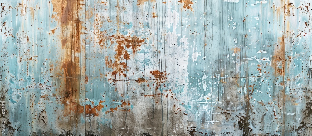Poster an old rusty metal plate painted in white and blue serves as a textured backdrop with a rusted galva