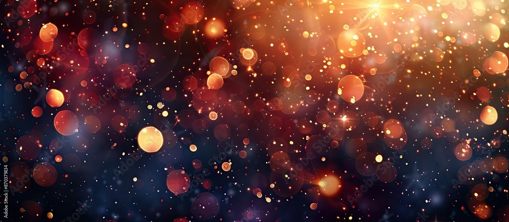 Aufkleber Festive background with warm bokeh lights on a dark backdrop, perfect for layering with any design. Ideal for the holidays, Christmas, and New Year. Horizontal copy space image.