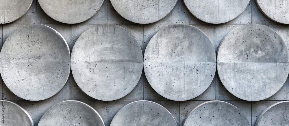 Fototapete Abstract background of modern concrete with a flat and smooth texture in gray, featuring circle shapes and suitable for overlaying text or images in a copy space image.