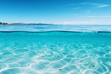 Obraz premium Tranquil blue ocean vista, perfect for serene backgrounds and calming designs.