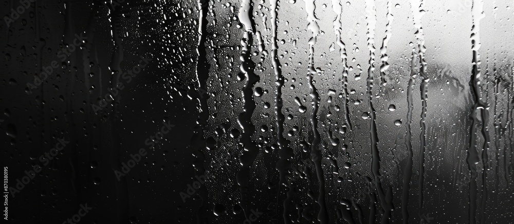 Poster black and white background of the condensation pattern on window glass with copy space image.
