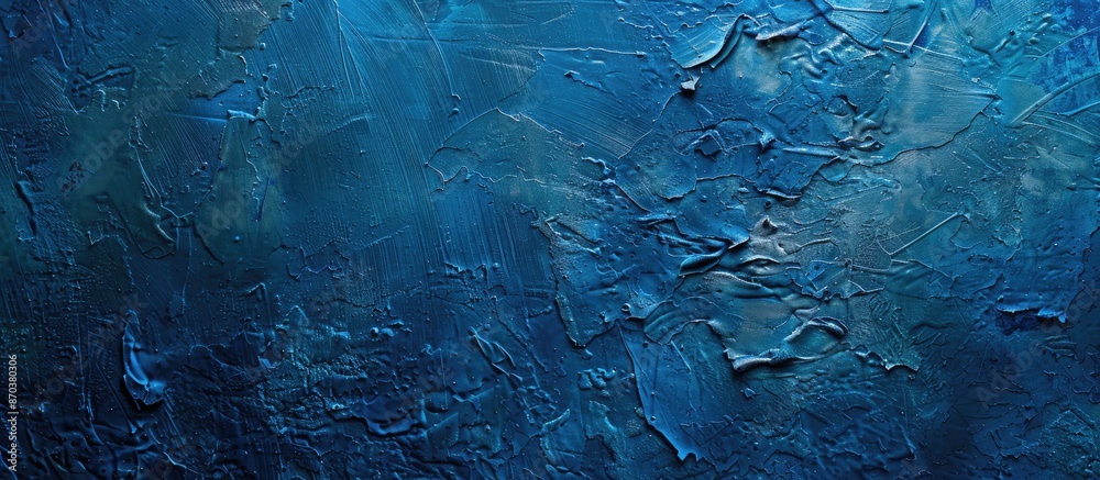 Poster blue painted texture on a toned wall, embedded with decorative plaster, creating an abstract backdro