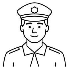 Police officer icon vector line art illustration.