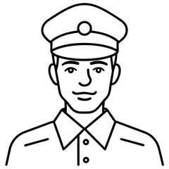 Police officer icon vector line art illustration.