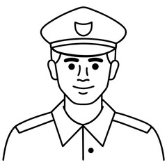 Police officer icon vector line art illustration.