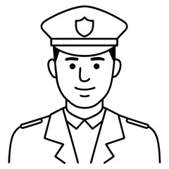 Police officer icon vector line art illustration.