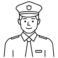 Police officer icon vector line art illustration.