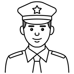 Police officer icon vector line art illustration.