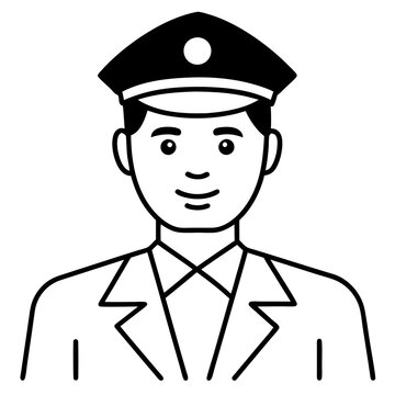 black and white pilot portrait clip art preview