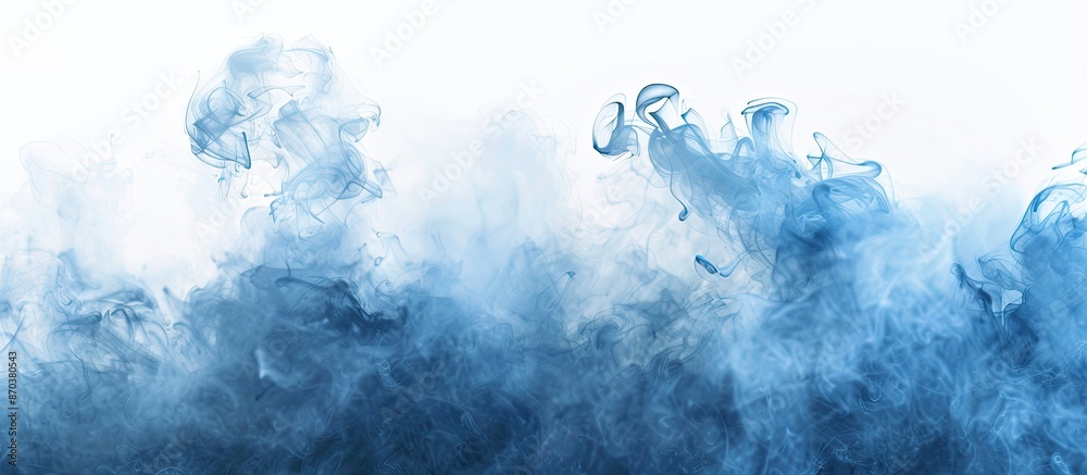 Poster Blue smoke against a white backdrop with plenty of empty space for additional content like text or graphics, making it a versatile copy space image.